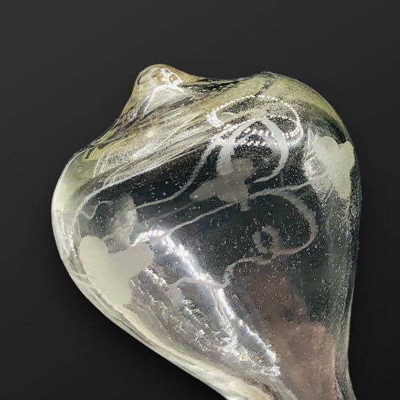 Hand Blown Hallow Clear Glass Decanter Stopper Etched Phallus Erotic Grapes 4” - Picture 3 of 10